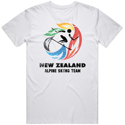 New Zealand Alpine Skiing Team 2014 Olympic Sochi Vintage Distressed Mens Cotton Tee T Shirt