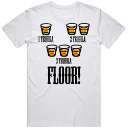 Tequila Floor Drinking Funny Mens Cotton Tee T Shirt