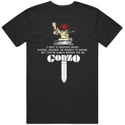 Hunter Thompson Alcohol Drugs Insanity Mens Cotton Tee T Shirt