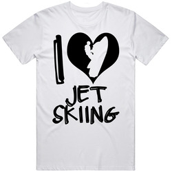 I Love Jet Skiing Silhouette Heart Fun Sports Mens Cotton Tee T Shirt
