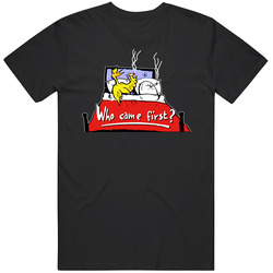 Who Came First Funny Chicken Egg Joke Sex Mens Cotton Tee T Shirt