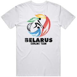 Belarus Curling Team 2014 Olympic Sochi Vintage Distressed Mens Cotton Tee T Shirt