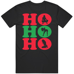 Ho Ho Ho Funny Christmas Hoe Sexy Lady Stripper Holiday Party Mens Cotton Tee T Shirt
