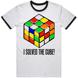 Solved The Cube Rubik Game Retro Mens Cotton Tee T Shirt