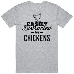 Easily Distracted By Chickens Animal Lover Owner Mens Cotton Tee T Shirt