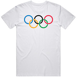Olympic Rings Sports Pig In Retro Graphic Unisex Cotton White Classic Mens Cotton Tee T Shirt