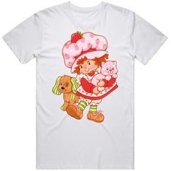 Strawberry Shortcake And Pets Retro Cartoon Fan Mens Cotton Tee T Shirt