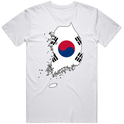 South Korea Country Shape Flag Olympic Sport Team Fan Mens Cotton Tee T Shirt