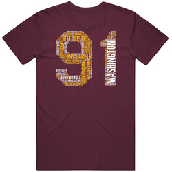 Washington Football 1991 Superbowl Champions Team Roster Retro Sports Fan Mens Cotton Tee T Shirt