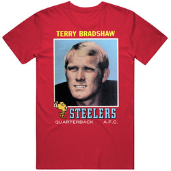 Terry Bradshaw Pittsburgh Football Quarterback Afc Trading Card Look Mens Cotton Tee T Shirt