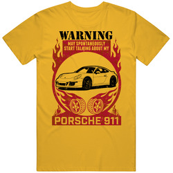 2016 Porsche 911 Warning May Start Talking About My Car Worn Look Mens Cotton Tee T Shirt