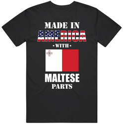 Made In America With Maltese Parts Patriotic Nationality Mens Cotton Tee T Shirt