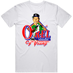 Orel Hershiser Retro Baseball Caricature Mens Cotton Tee T Shirt
