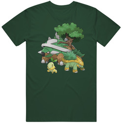 Turtwig Grotle Torterra Pokemon Vintage Retro Forest Green Mens Cotton Tee T Shirt