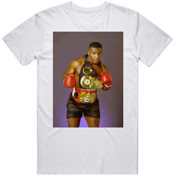 Mike Tyson With Three World Title Belts Boxing Legend Champion Fight Game Fan Mens Cotton Tee T Shirt