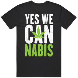Yes We Can Cannabis Funny Marijuana Weed 4 11  Distressed Mens Cotton Tee T Shirt