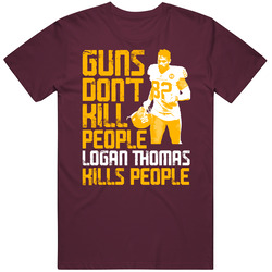 Guns Dont Kill Logan Thomas Kills People Washington Football Mens Cotton Tee T Shirt