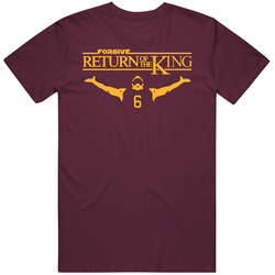 For6ive Return Of The King Cleveland Basketball Forgiven Gold Mens Cotton Tee T Shirt