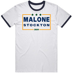 Karl Malone John Stockton For President 2024 Utah Basketball Mens Cotton Tee T Shirt