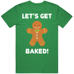 Let's Get Baked Christmas Gingerbread Man Worn Look Mens Cotton Tee T Shirt