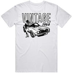 Black And White 1968 Chevy Camaro Vintage Pin Up Cool Car Mens Cotton Tee T Shirt