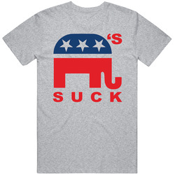 Republicans Suck Elephant Funny Politcal Democrat Mens Cotton Tee T Shirt