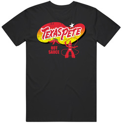 Texas Pete Hot Sauce Pepper Spicy Worn Look Distressed Fan Mens Cotton Tee T Shirt