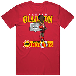 Hakeem Olajuwon Retro Basketball Caricature Mens Cotton Tee T Shirt
