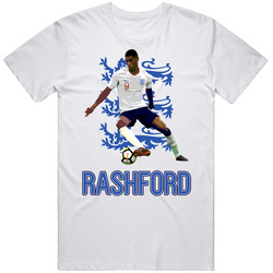 Marcus Rashford England White Mens Cotton Tee T Shirt