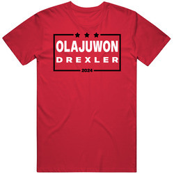 Hakeem Olajuwon Clyde Drexler For President 2024 Houston Basketball Fan Mens Cotton Tee T Shirt