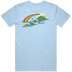 Hawaii Islands Rainbow Vintage Replica Mens Cotton Tee T Shirt