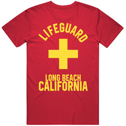 Lifeguard Long Beach California Coastal City Ocean Swimming Beach Bum Mens Cotton Tee T Shirt