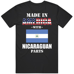 Made In America With Nicaraguan Parts Patriotic Nationality Mens Cotton Tee T Shirt