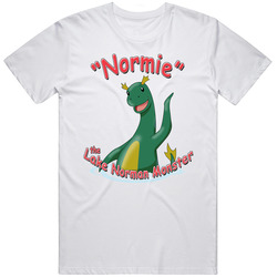 Normie The Lake Norman Monster On White Retro Graphic Unisex Cotton White Classic Mens Cotton Tee T Shirt