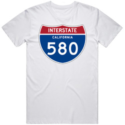 California Interstate Highway 580 Road Sign State Pride Mens Cotton Tee T Shirt