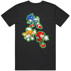 Sonic The Hedgehog - Sonic Tails And Knuckles -  Black Mens Cotton Tee T Shirt