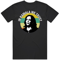 Kamala Harris We Trust First Black Indian American Female Vice President Democrat Political Fan Worn Look Mens Cotton Tee T Shirt