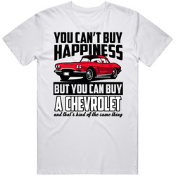 Red 1962 Chevrolet Corvette You Cant Buy Happiness Cool Car Mens Cotton Tee T Shirt