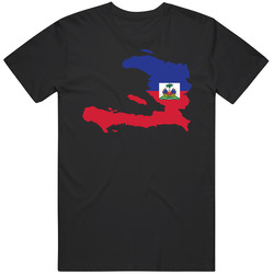 Haiti Country Flag Silhouette Patriotic Nationality Mens Cotton Tee T Shirt