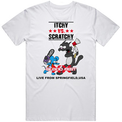 Itchy And Scratchy Cartoon Classic Mens Cotton Tee T Shirt