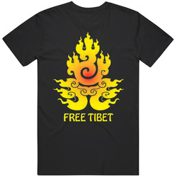 Free Tibet Logo Fire And Flames Chinese World Culture Mens Cotton Tee T Shirt