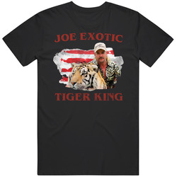 Joe Exotic Tiger King American Flag Water Color Mens Cotton Tee T Shirt