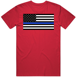 Usa Thin Blue Line Flag Police Solidarity Mens Cotton Tee T Shirt