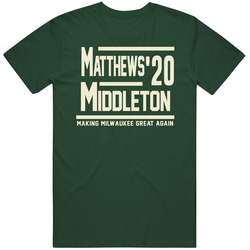 Wesley Matthews Khris Middleton 2020 Making Milwaukee Great Again Basketball Fan Mens Cotton Tee T Shirt