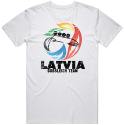 Latvia Bobsleigh Team 2014 Olympic Sochi Vintage Distressed Mens Cotton Tee T Shirt