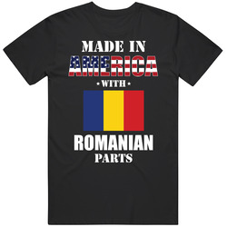 Made In America With Romanian Parts Patriotic Nationality Mens Cotton Tee T Shirt
