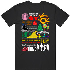 The Wizard Of Oz Classic Retro Musical Quote Movie Poster Mashup Fan Black Tee Unisex Film Merch Mens Cotton Tee T Shirt