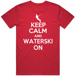 Keep Calm And Waterski On Fun Parody Sports Mens Cotton Tee T Shirt