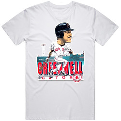 Mike Greenwell Retro Baseball Caricature Retro Graphic Unisex Cotton White Classic Mens Cotton Tee T Shirt