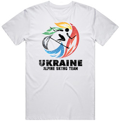 Ukraine Alpine Skiing Team 2014 Olympic Sochi Vintage Distressed Mens Cotton Tee T Shirt